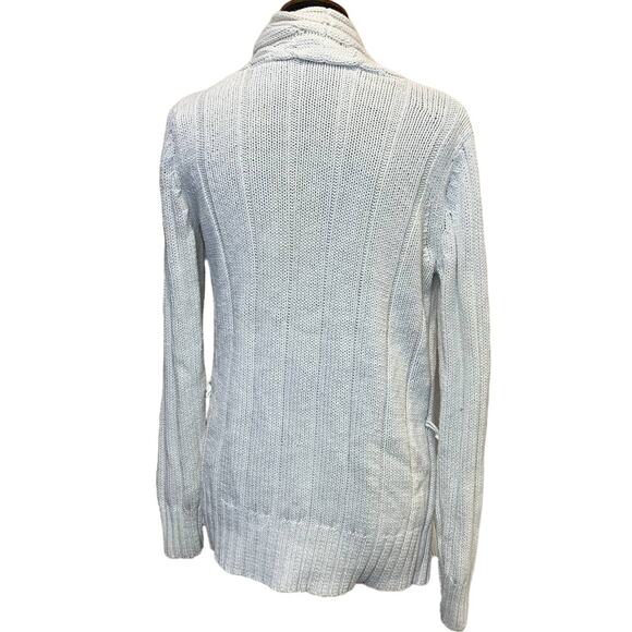 Axcess Liz Claiborne Medium Cotton Blend Cabled Long Open Cardigan Sweater - Picture 3 of 4